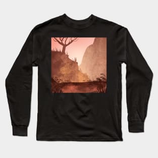 background with mountain and tree Long Sleeve T-Shirt